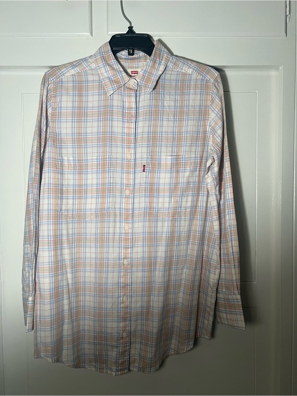 Levi's Women Long-Sleeve Plaid Button-Up Shirt Soft Pastel Size XS NWT